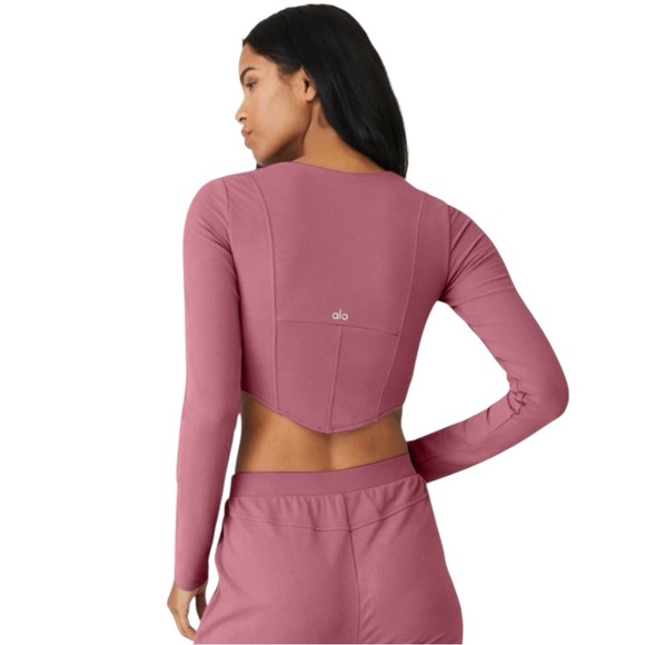 Alo Yoga Soft Sculpt Long Sleeve Comfy Athletic in Color Mars Clay Size L - Picture 2 of 10